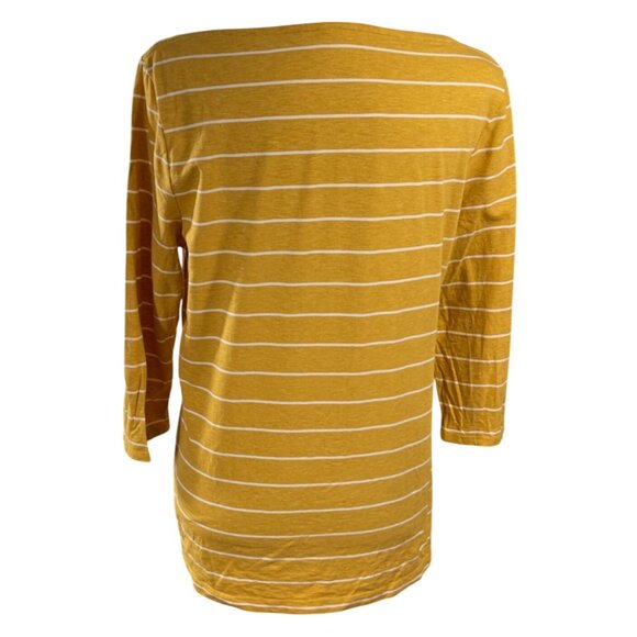 A New Day T-Shirt 3/4 Sleeve Mustard White Stripe Size XL Extra Large - Picture 3 of 6
